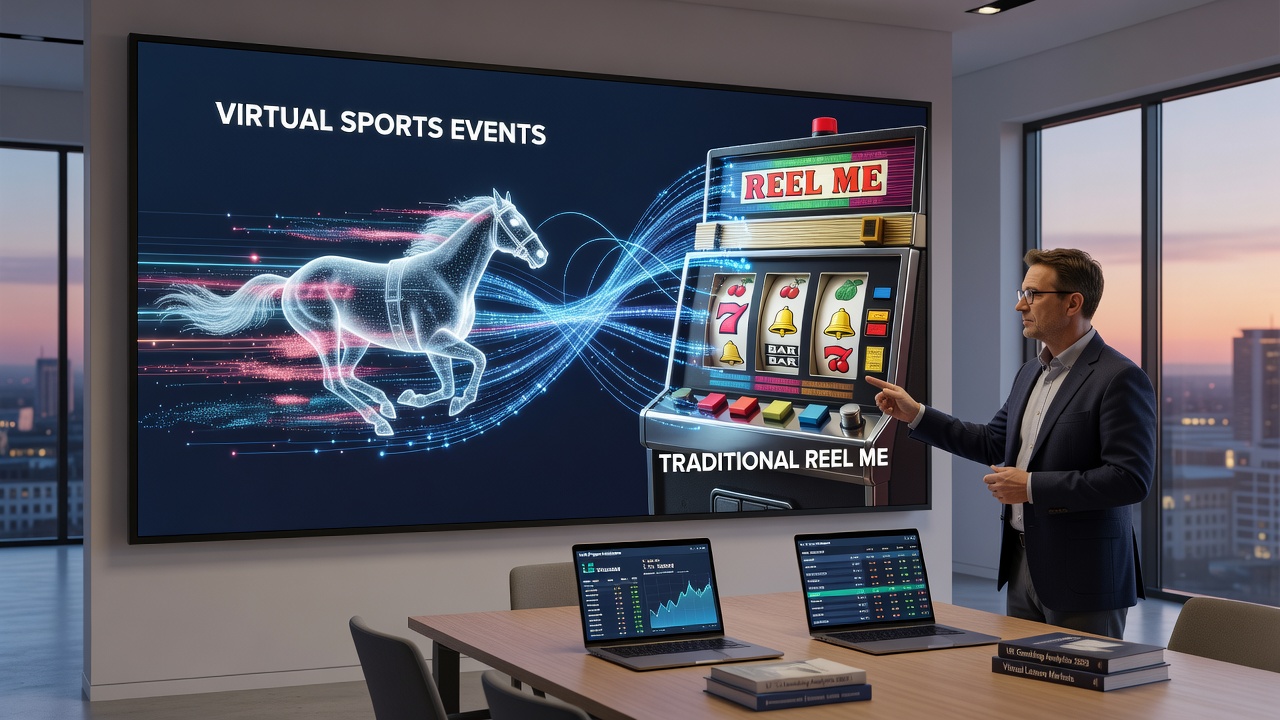 Close-up of integrated betting screen showing virtual cycling event results next to cascading reel symbols