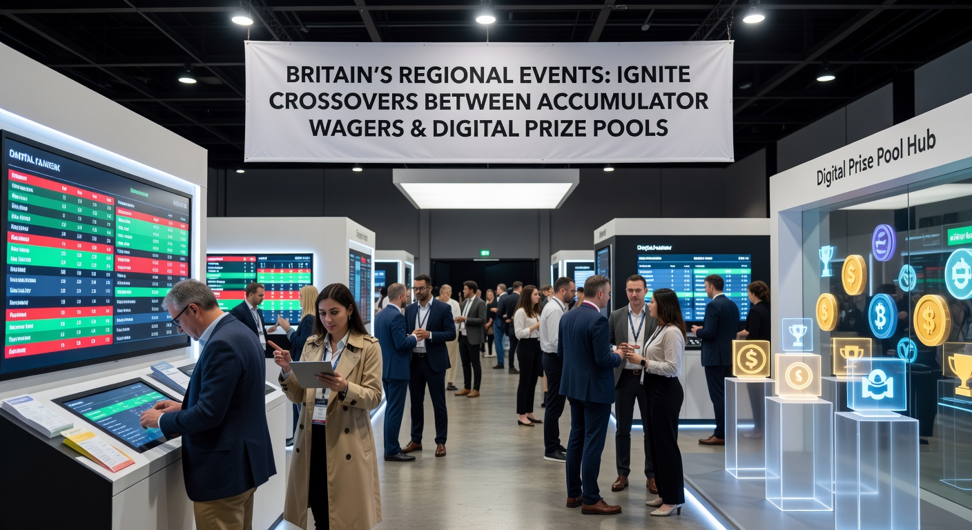 Attendees at a British regional festival engaging with accumulator bets and digital prize pool entries on mobile devices