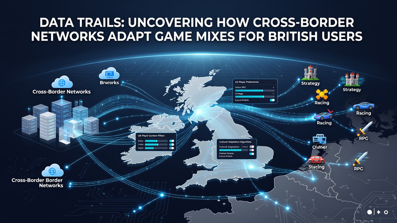 Analytics dashboard displaying adapted game mixes and user session data for UK audiences across international networks